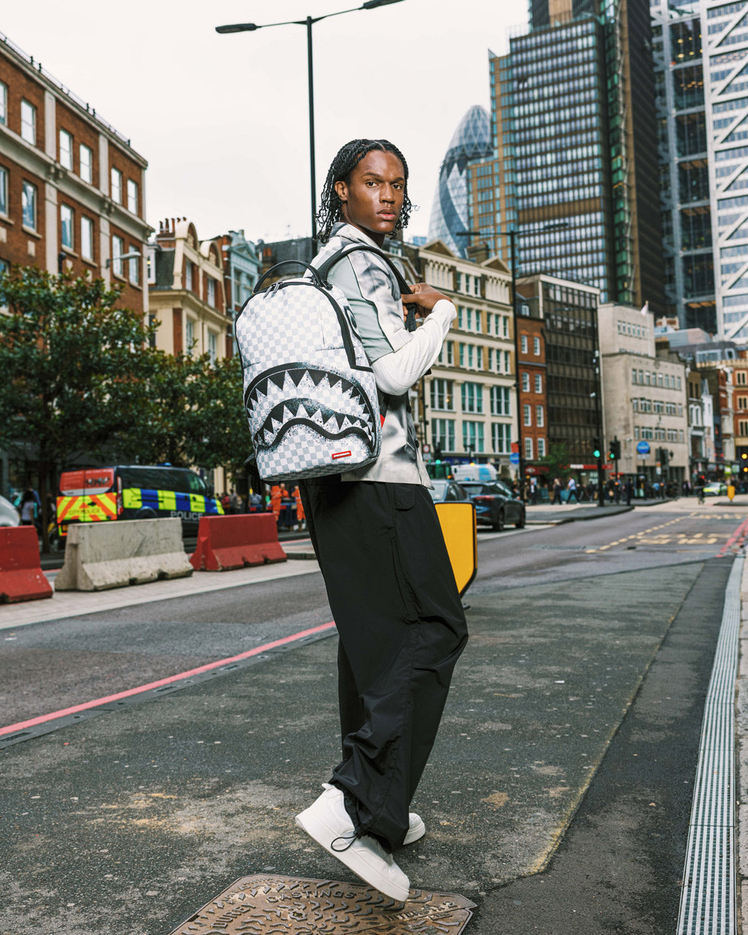 SPRAYGROUND® BACKPACK BLACK STENCIL SHARK BACKPACK