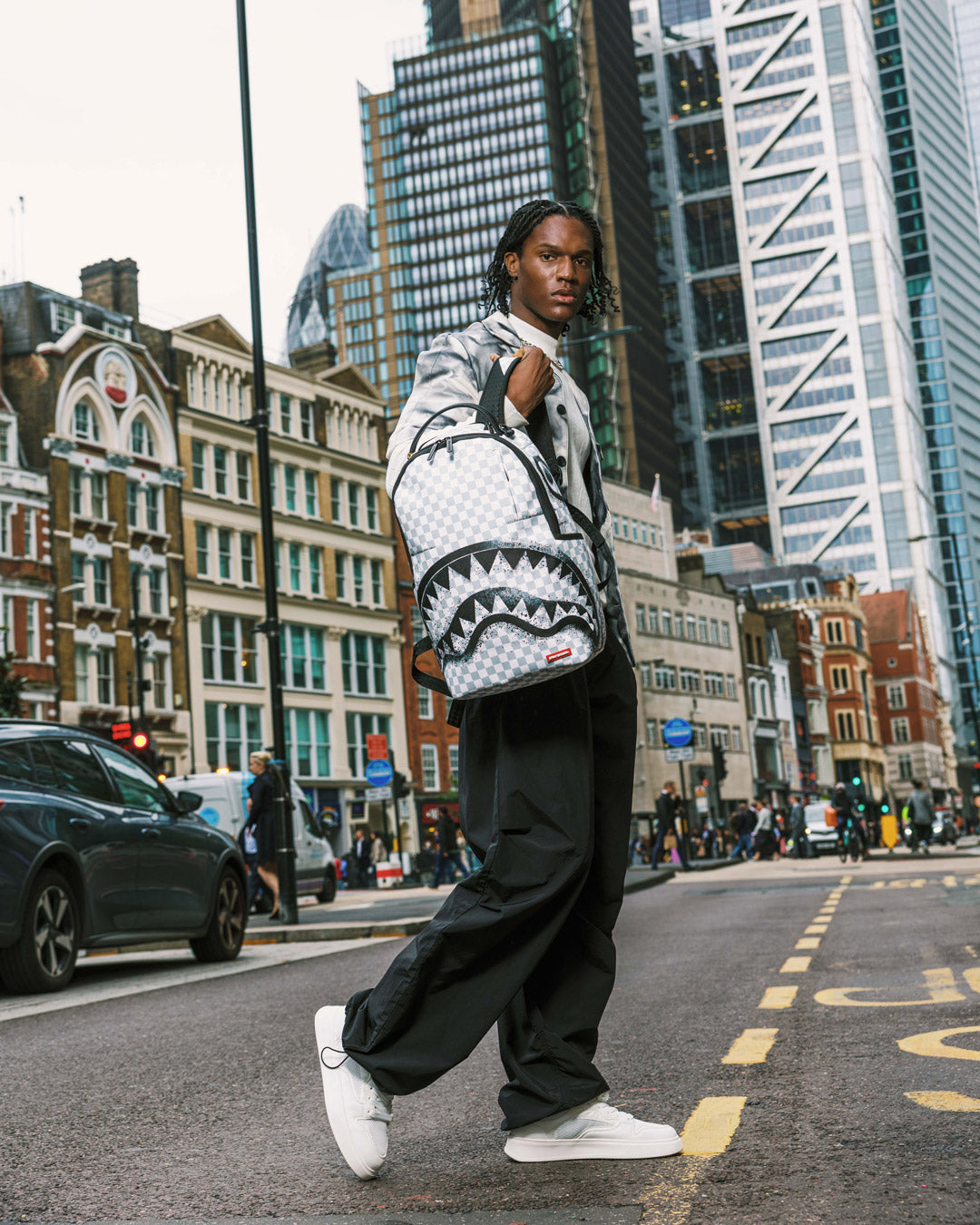 SPRAYGROUND® BACKPACK BLACK STENCIL SHARK BACKPACK
