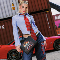 SPRAYGROUND® POUCHETTE BAG OF MONEY ON FIRE CROSSOVER CLUTCH