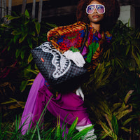 SPRAYGROUND® TOTE BLACK AND WHITE DRIP CHECK SHARK TOTE