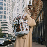 SPRAYGROUND® BACKPACK CREAM AND BROWN TEAR CHECK MONTE CARLO