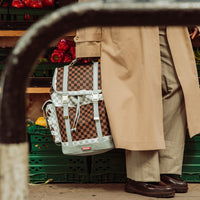 SPRAYGROUND® BACKPACK CREAM AND BROWN TEAR CHECK MONTE CARLO