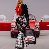 SPRAYGROUND® BACKPACK PORSCHE BLACK EMBOSSED PEPITA COLLAB BACKPACK - LIMITED EDITION