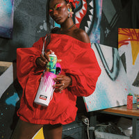 SPRAYGROUND® SPRAY PAINT CAN HOLDER WYNWOOD WALLS COLLAB WATER BOTTLE OR SPRAYCAN HOLDER (WHT/PNK)