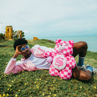 SPRAYGROUND® BACKPACK PINK FUR CHECK MONEYBEAR BACKPACK