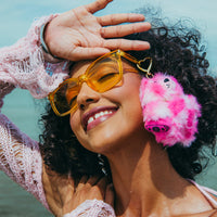 SPRAYGROUND® KEYCHAIN PINK FUR CHECK BEAR CUB KEYCHAIN