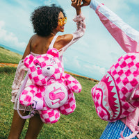 SPRAYGROUND® BACKPACK PINK FUR CHECK MONEYBEAR BACKPACK