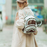 SPRAYGROUND® BACKPACK CREAM AND BROWN TEAR CHECK SAVAGE BACKPACK
