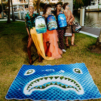 SPRAYGROUND® TOTE SHARK ISLAND PACKABLE BEACH MAT BLANKET WATER RESISTANT CONVERTIBLE TOTE