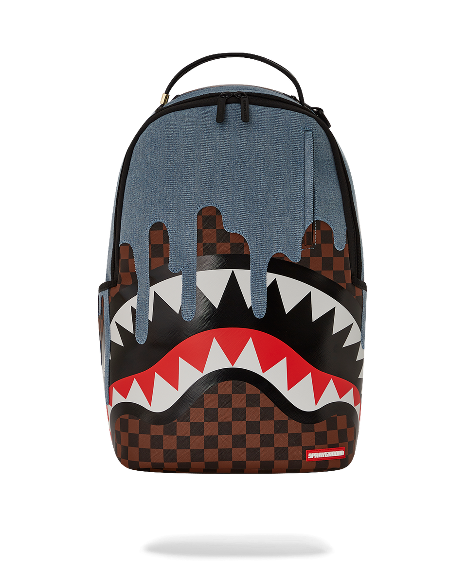 バッグ Sprayground Drip Check Shark Sprayground Drip Check Shark Messenger Bag Black/Grey Checker - US