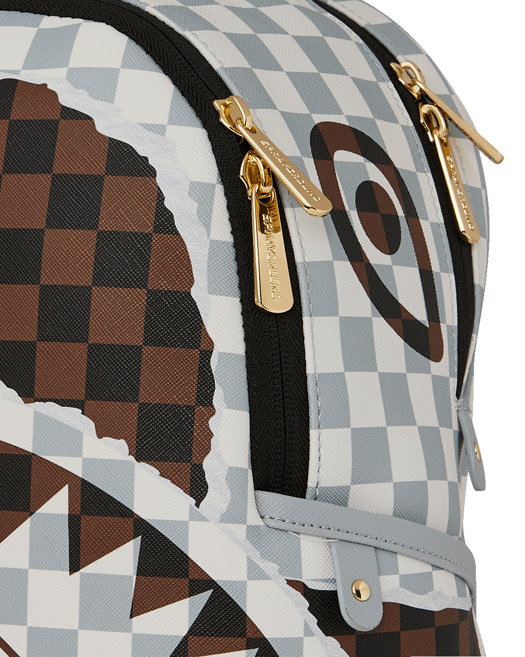 SPRAYGROUND® BACKPACK CREAM AND BROWN TEAR CHECK SAVAGE BACKPACK