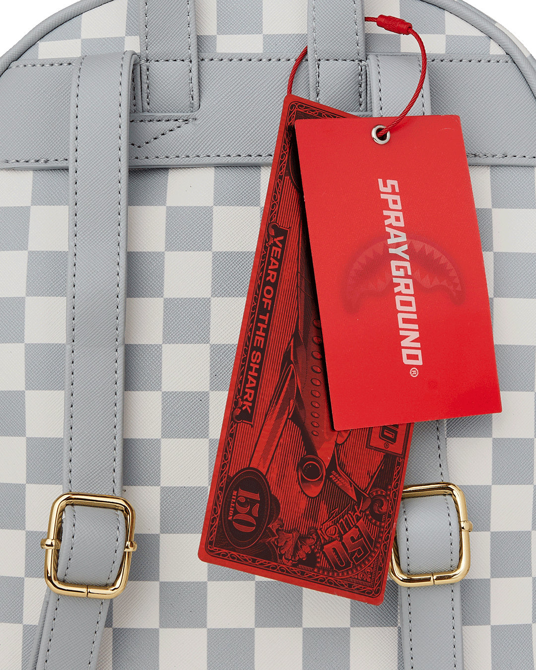 SPRAYGROUND® BACKPACK CREAM AND BROWN TEAR CHECK SAVAGE BACKPACK