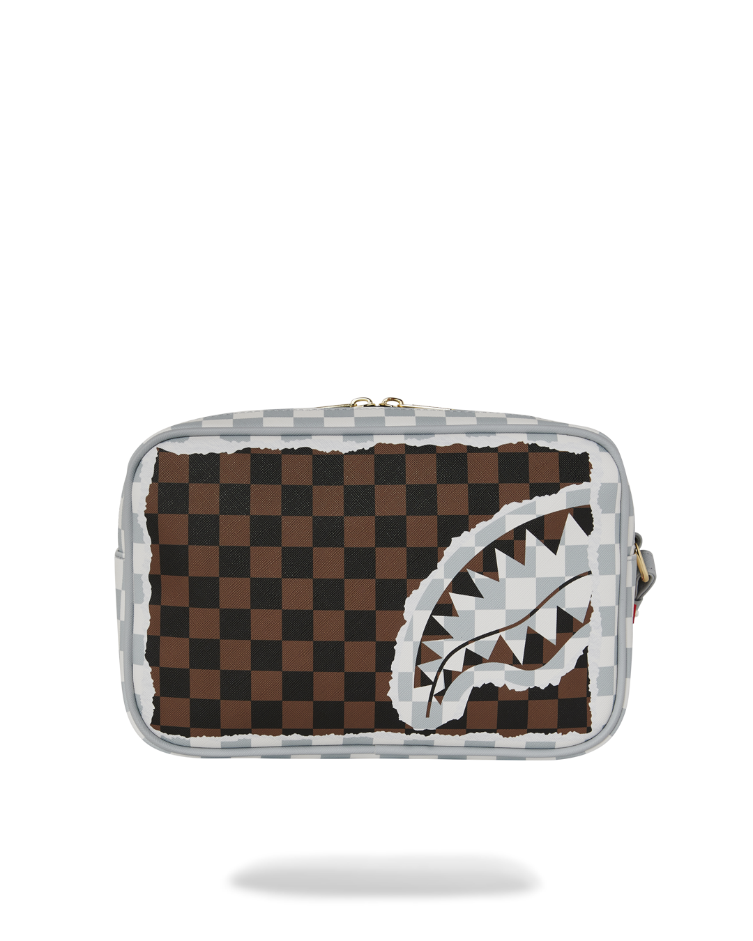 SPRAYGROUND® TOILETRY CREAM AND BROWN TEAR CHECK TOILETRY BRICK