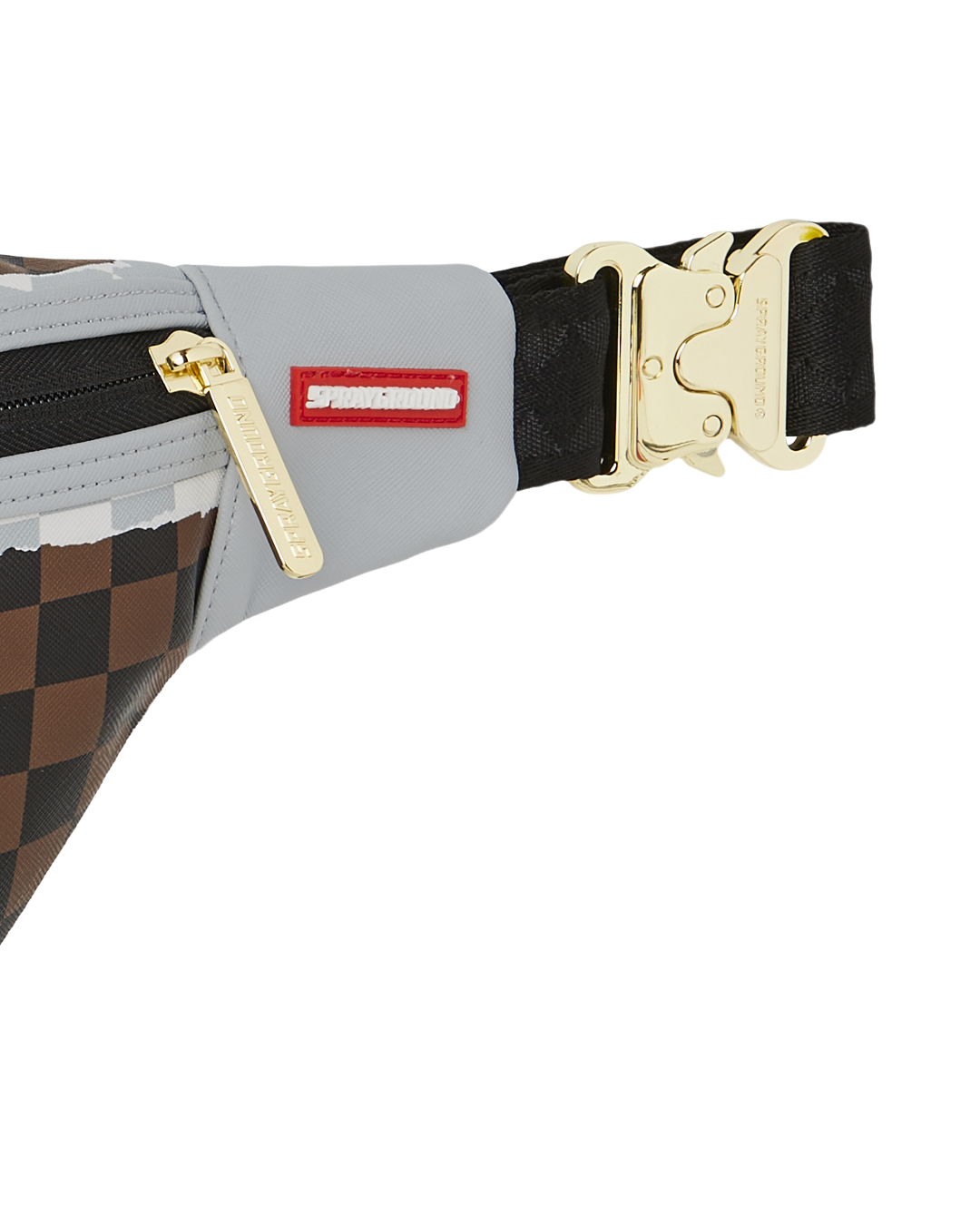 SPRAYGROUND® CROSSBODY CREAM AND BROWN TEAR CHECK SAVVY CROSSBODY