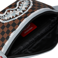 SPRAYGROUND® CROSSBODY CREAM AND BROWN TEAR CHECK SAVVY CROSSBODY