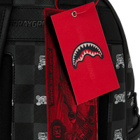 SPRAYGROUND® BACKPACK GRAY PEEKING CHARACTER CHECK SAVAGE BACKPACK