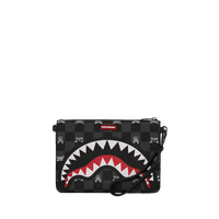 SPRAYGROUND® POUCHETTE GRAY PEEKING CHARACTER CHECK CROSSOVER CLUTCH