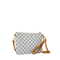 SPRAYGROUND® POUCHETTE GRAFF EMBOSSED CREAM CHECK CROSSOVER CLUTCH