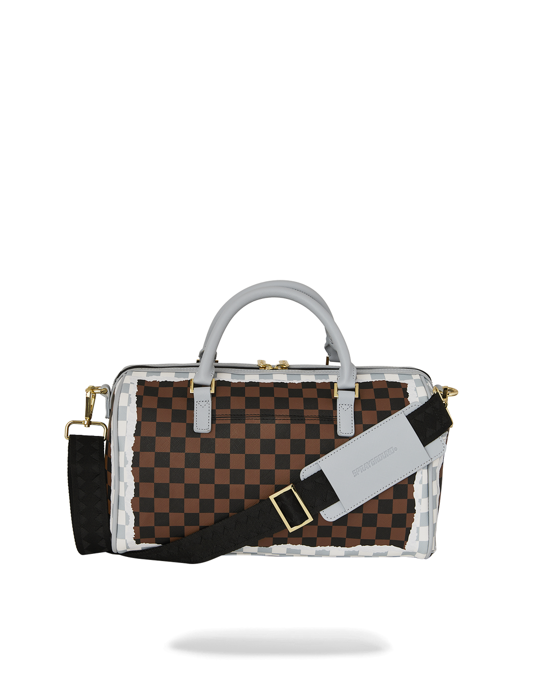 SPRAYGROUND® DUFFLE CREAM AND BROWN TEAR CHECK MINI DUFFLE