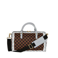 SPRAYGROUND® DUFFLE CREAM AND BROWN TEAR CHECK MINI DUFFLE