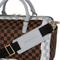 SPRAYGROUND® DUFFLE CREAM AND BROWN TEAR CHECK MINI DUFFLE