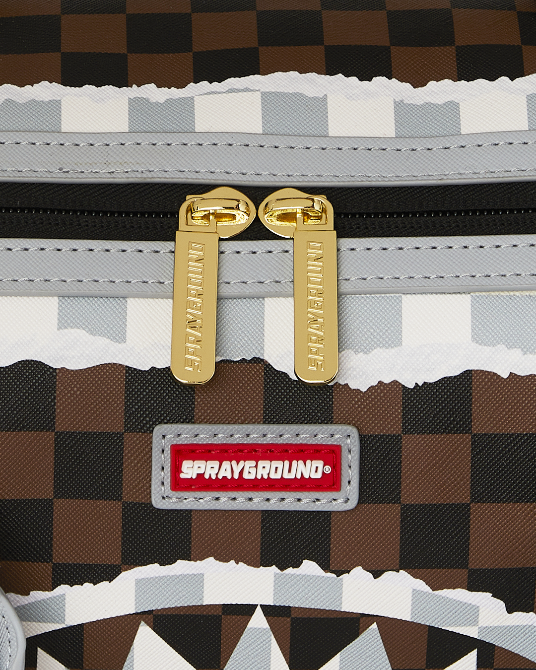 SPRAYGROUND® DUFFLE CREAM AND BROWN TEAR CHECK MINI DUFFLE