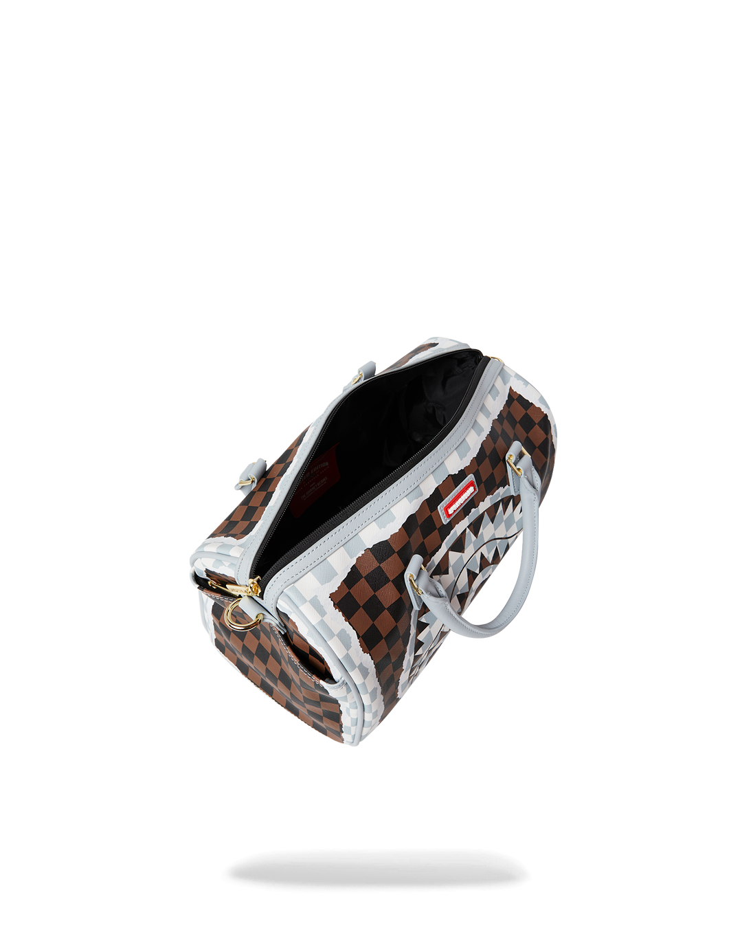 SPRAYGROUND® DUFFLE CREAM AND BROWN TEAR CHECK MINI DUFFLE