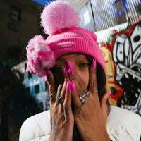 SPRAYGROUND® HAT PINK BEAR PUFF BEANIE