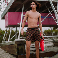 SPRAYGROUND® SWIM PEEKING CHARACTER CHECK SWIM SHORTS
