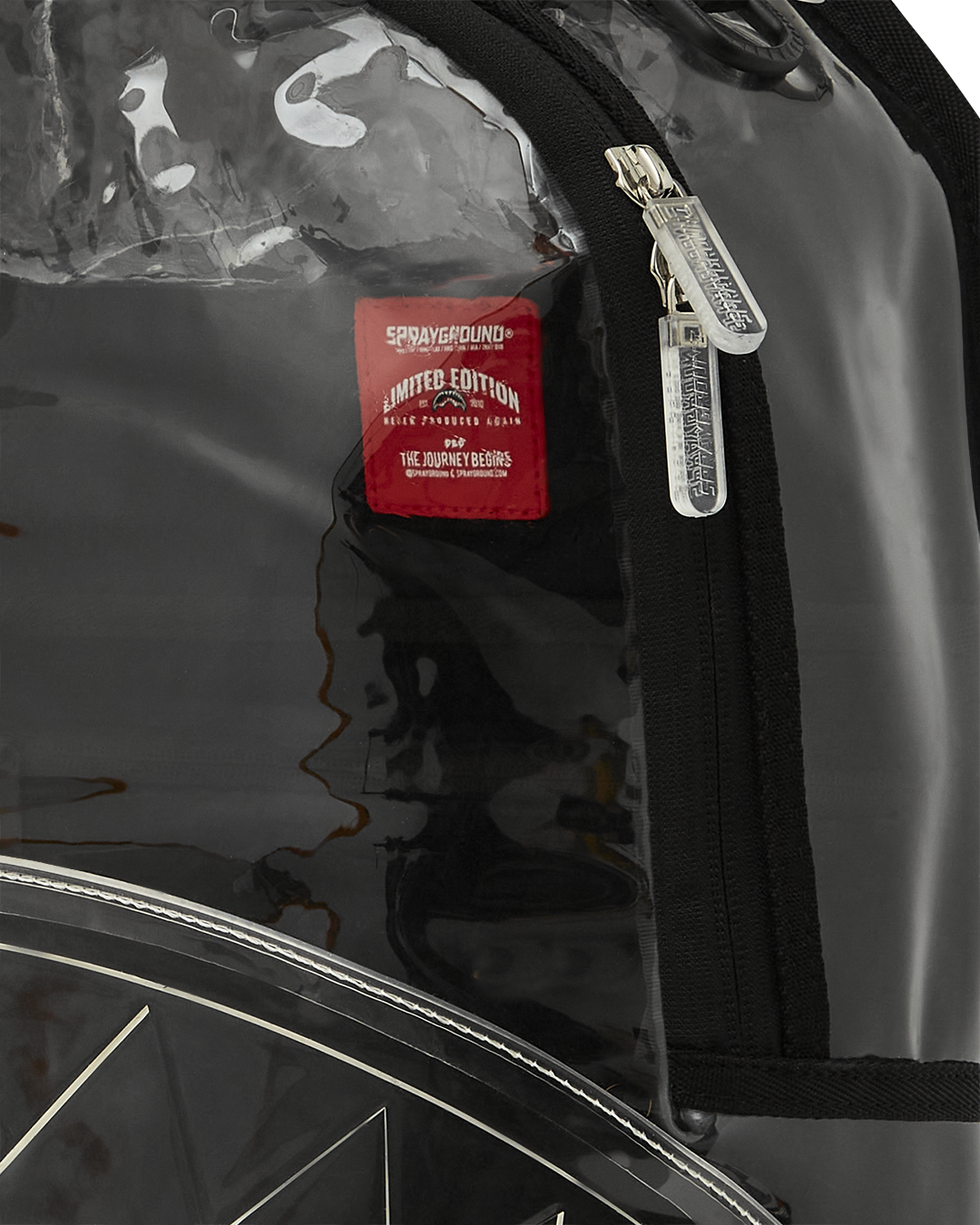 SPRAYGROUND® BACKPACK SHARK CENTRAL CLEAR DLXSV BACKPACK (BLACK BACKPANEL)