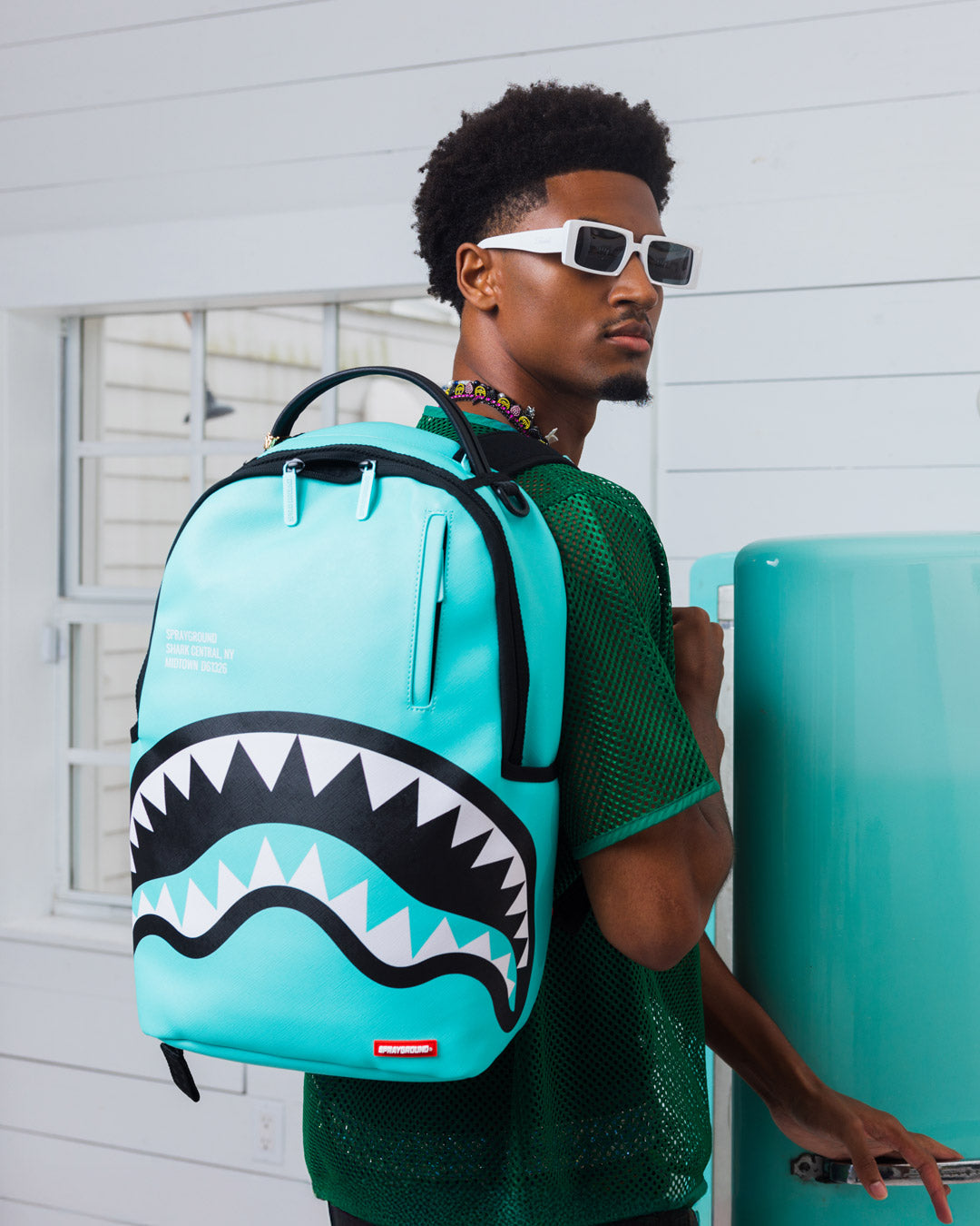SPRAYGROUND® BACKPACK SHARK CENTRAL AQUA DLXSV BACKPACK