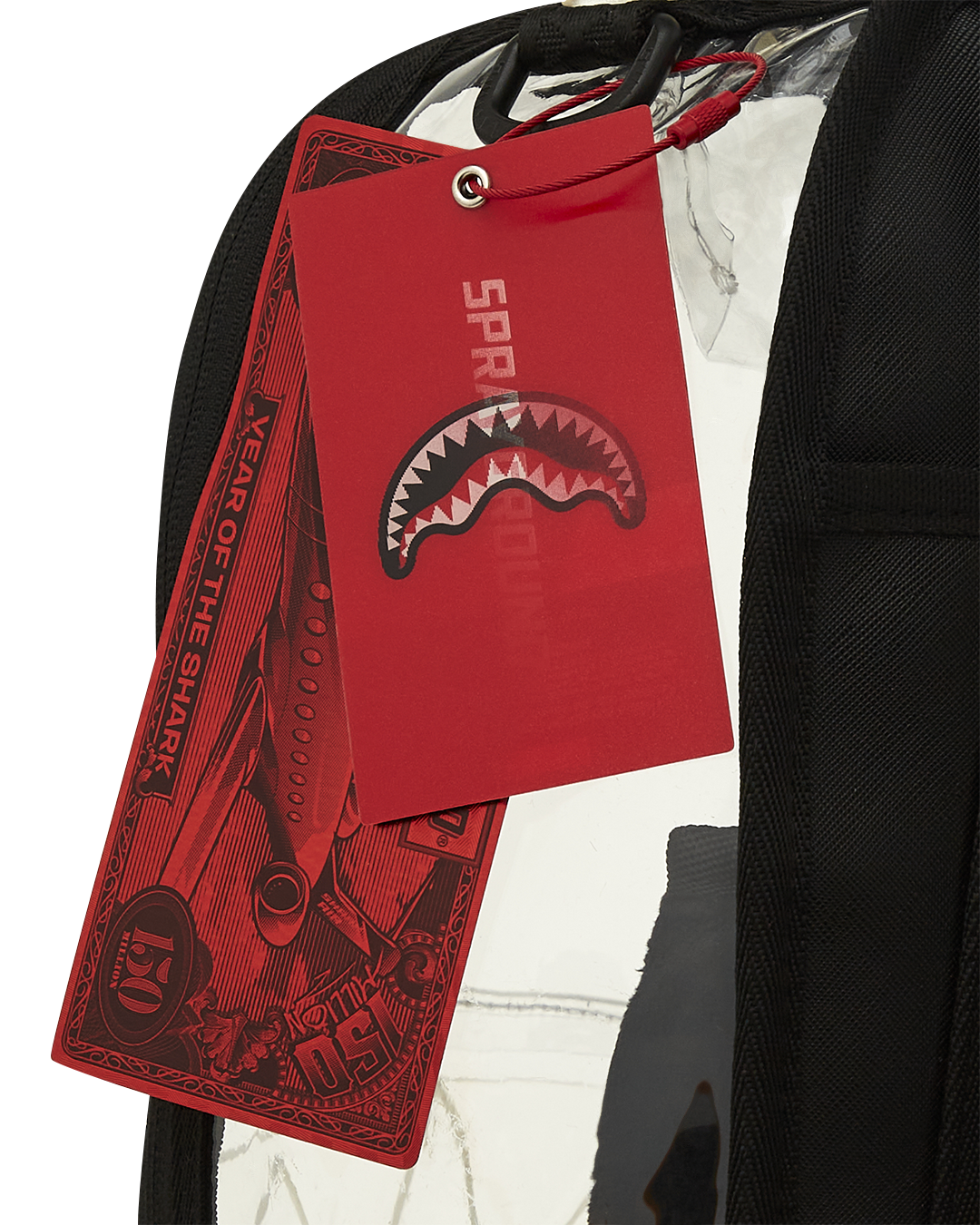 SPRAYGROUND® BACKPACK SHARK CENTRAL CLEAR DLXSV BACKPACK (BLACK BACKPANEL)