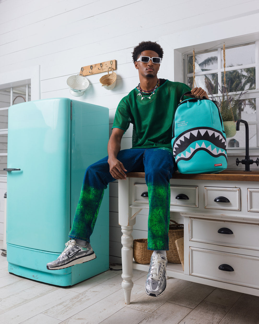 SPRAYGROUND® BACKPACK SHARK CENTRAL AQUA DLXSV BACKPACK