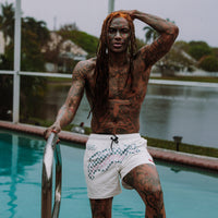 SPRAYGROUND® SWIM CREAM CHECK SHARK CENTRAL SWIM SHORTS