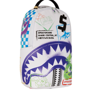 SPRAYGROUND® BACKPACK SHARK CENTRAL STENCILS WHITE DLXSV BACKPACK
