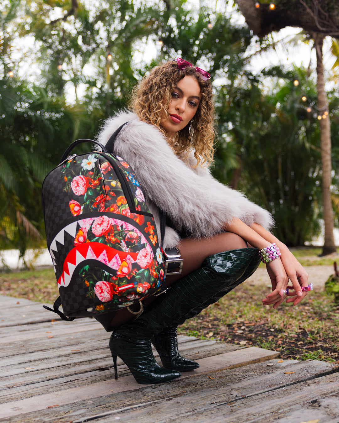 SPRAYGROUND® BACKPACK SPLIT PINK FLORAL CHECK DLXSV BACKPACK