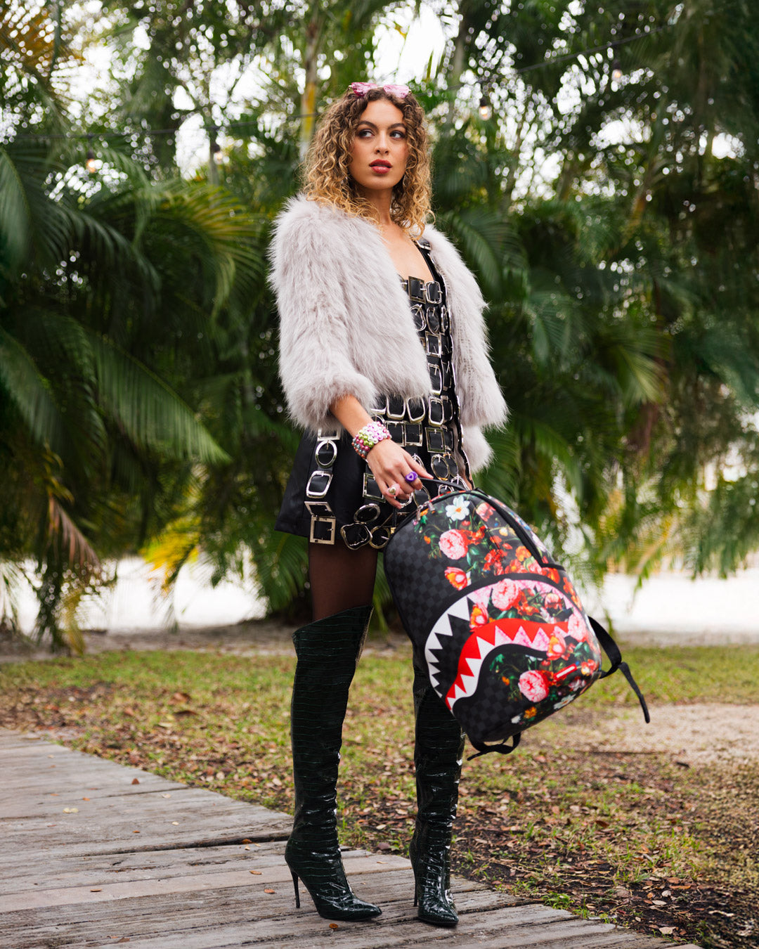 SPRAYGROUND® BACKPACK SPLIT PINK FLORAL CHECK DLXSV BACKPACK