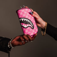 SPRAYGROUND® POUCH PINK AND BLACK DRIP CHECK POUCH