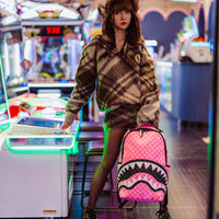 SPRAYGROUND® BACKPACK PINK AND BLACK DRIP CHECK DLXSV BACKPACK
