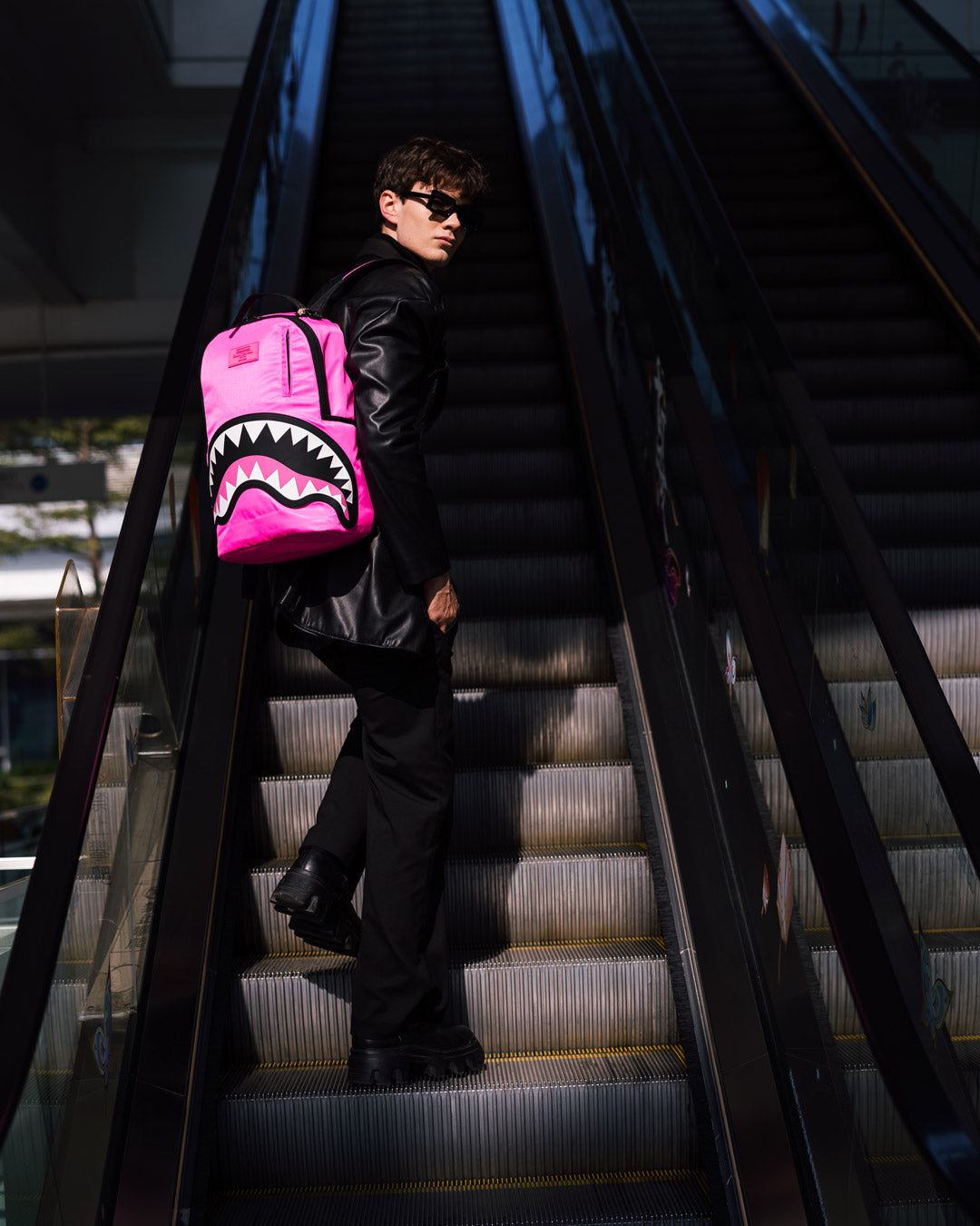SPRAYGROUND® BACKPACK SHARK CENTRAL NYLON HOT PINK