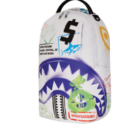 SPRAYGROUND® BACKPACK SHARK CENTRAL STENCILS WHITE DLXSV BACKPACK