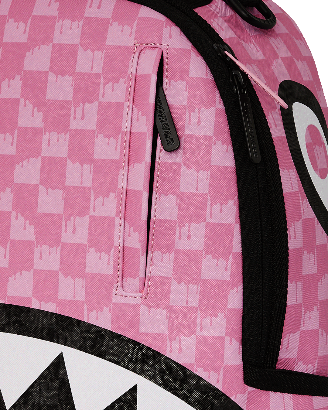 SPRAYGROUND® BACKPACK PINK AND BLACK DRIP CHECK DLXSV BACKPACK