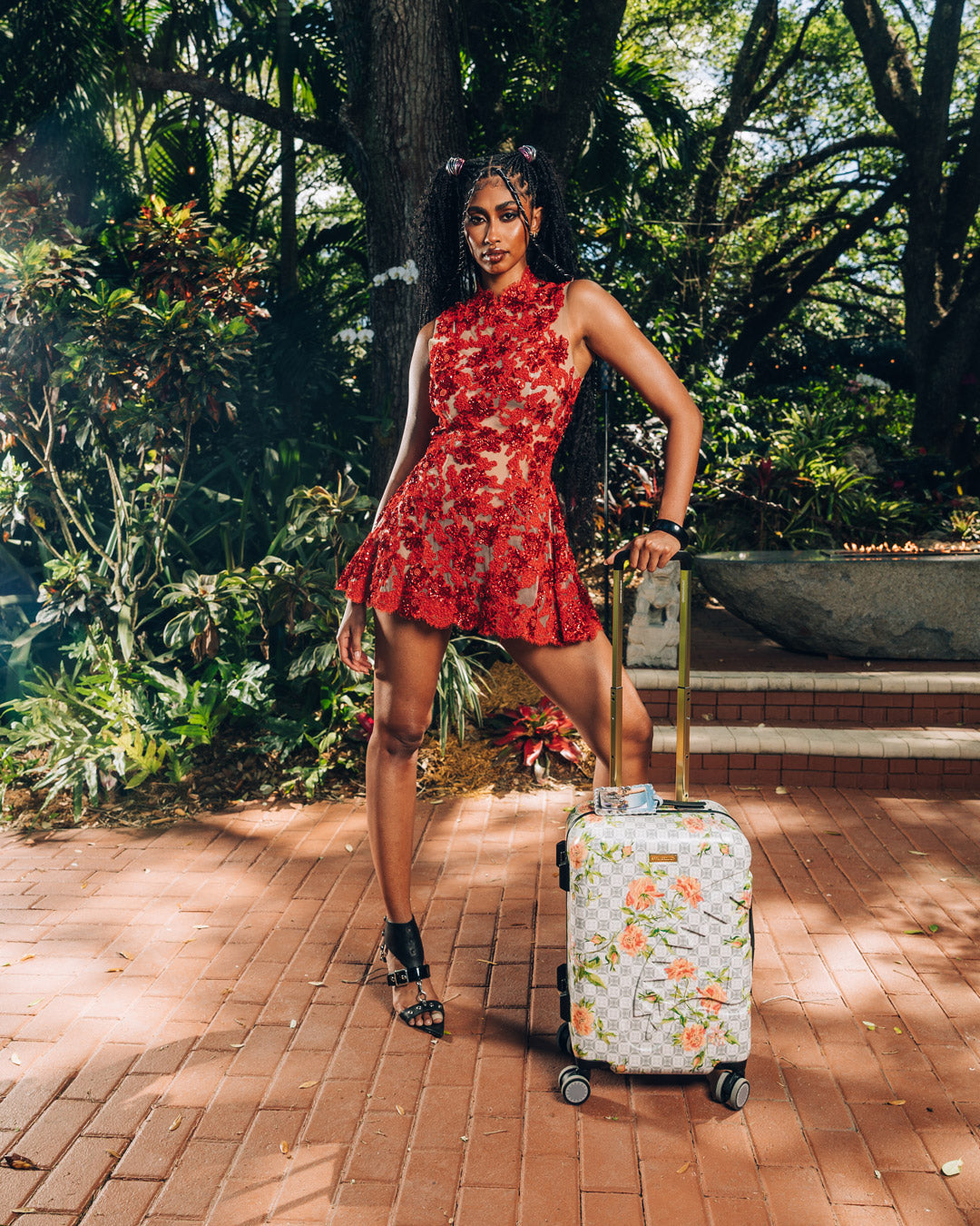 SPRAYGROUND® LUGGAGE A.I. AFRICAN INTELLIGENCE ELEGANT ENERGY CARRY-ON LUGGAGE - SANDFLOWER COLLAB