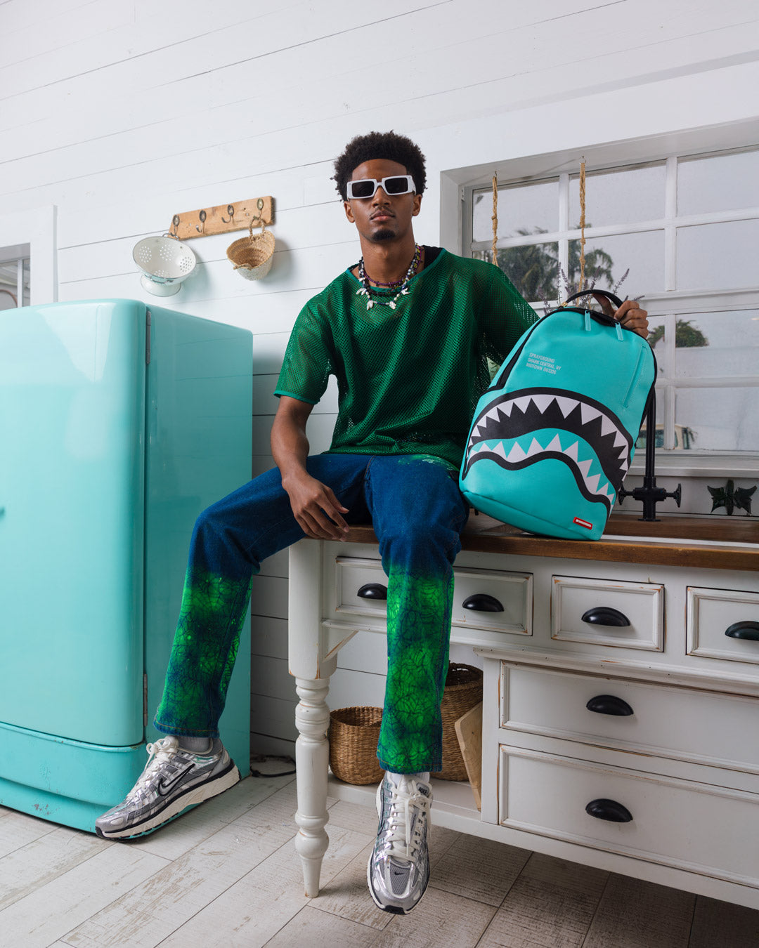 SPRAYGROUND® BACKPACK SHARK CENTRAL AQUA DLXSV BACKPACK