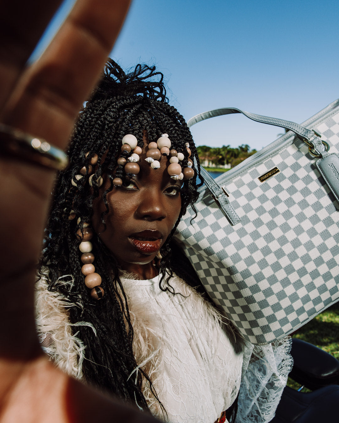 SPRAYGROUND® TOTE KNIT SHARKS IN PARIS IN CREAM TOTE
