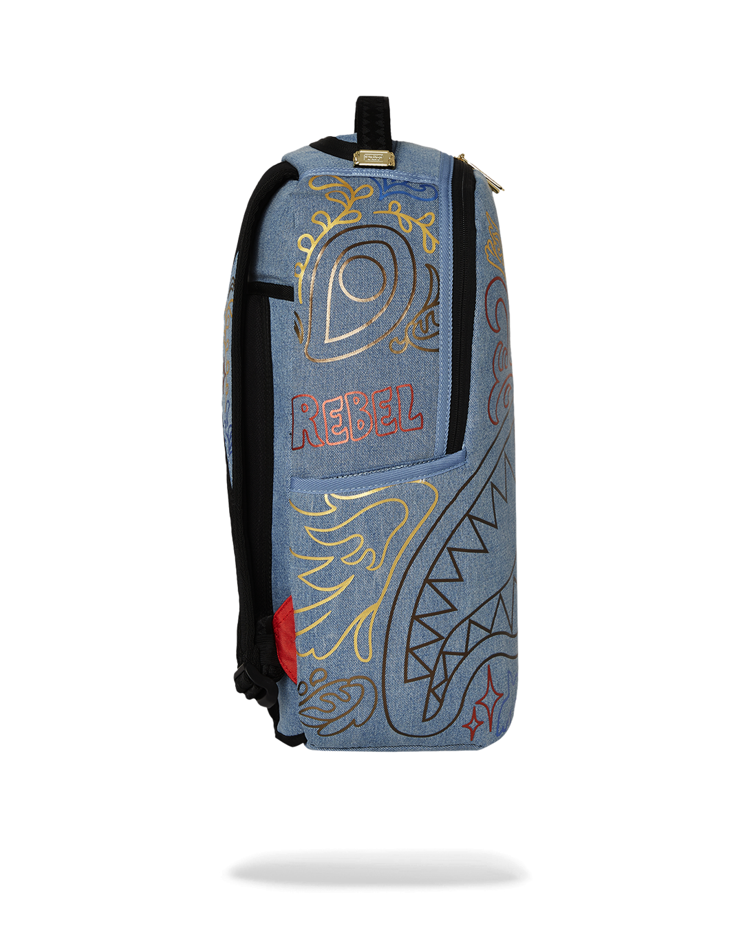 SPRAYGROUND® BACKPACK METALLIC PRINTED DENIM SHARK DLXSV BACKPACK