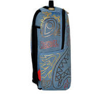 SPRAYGROUND® BACKPACK METALLIC PRINTED DENIM SHARK DLXSV BACKPACK