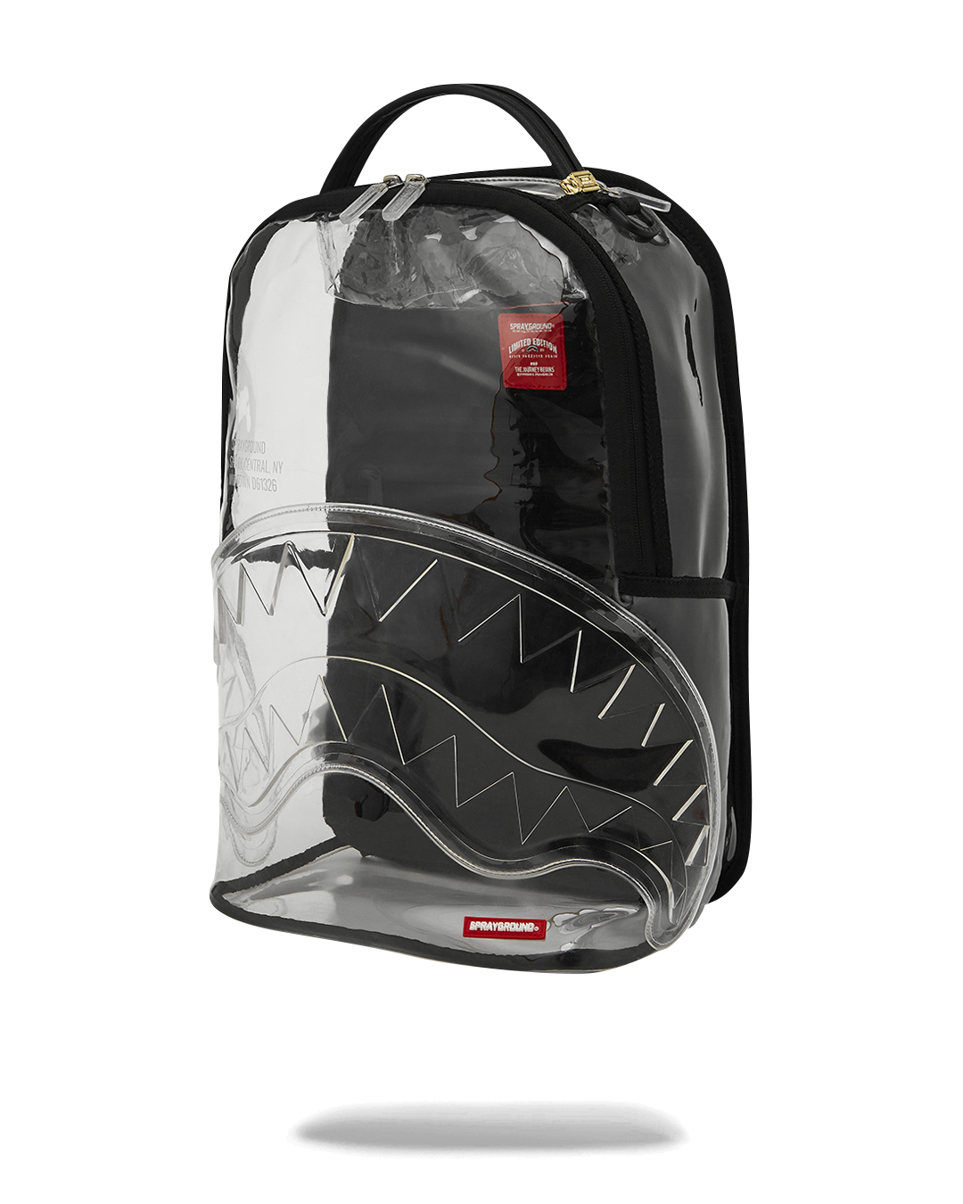 SPRAYGROUND® BACKPACK SHARK CENTRAL CLEAR DLXSV BACKPACK (BLACK BACKPANEL)