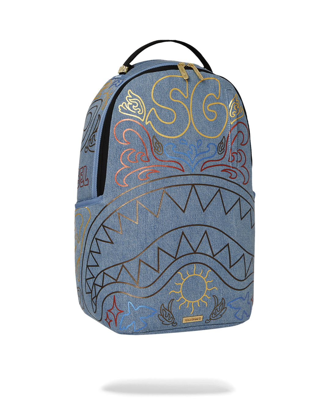SPRAYGROUND® BACKPACK METALLIC PRINTED DENIM SHARK DLXSV BACKPACK