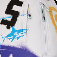 SPRAYGROUND® BACKPACK SHARK CENTRAL STENCILS WHITE DLXSV BACKPACK